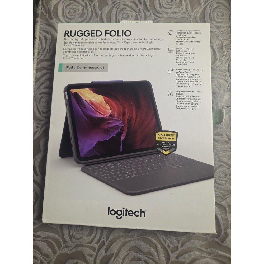 Logitech Rugged Folio for iPad 10th Gen and A16 - Oxford Gray